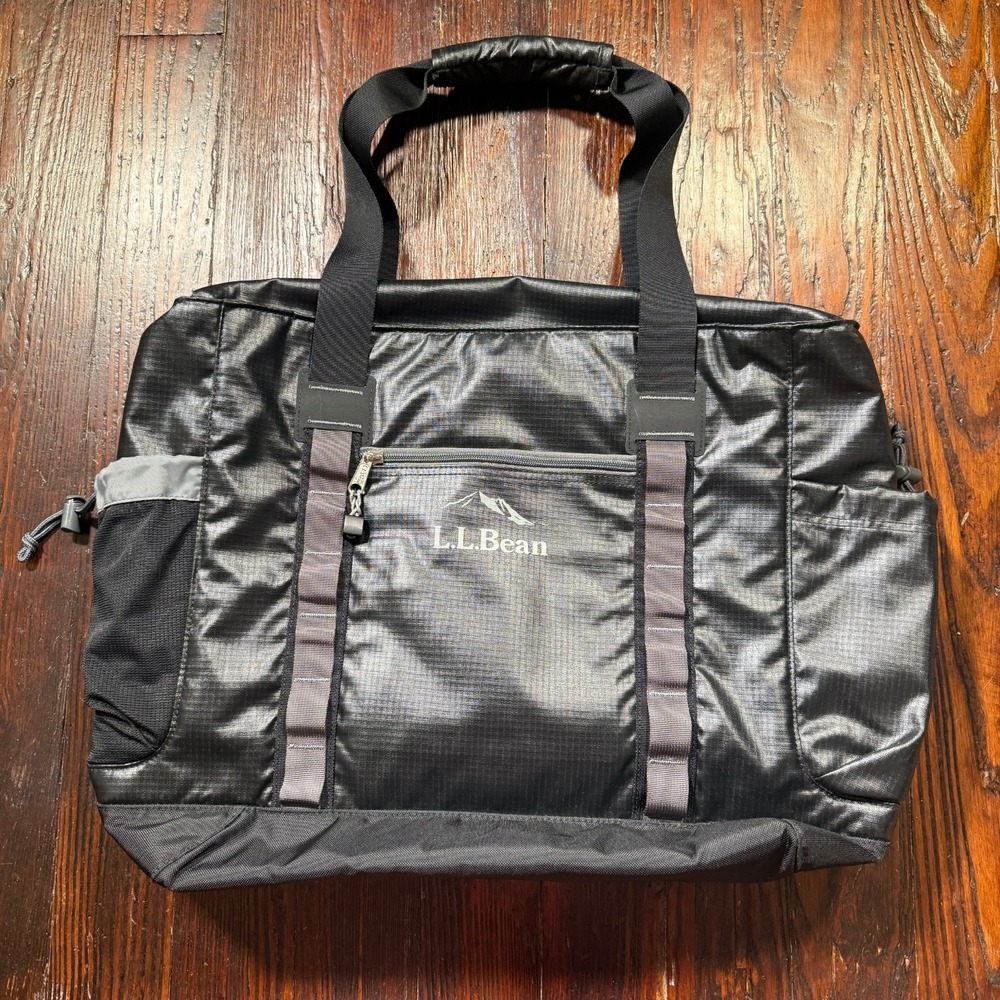 LL Bean Adventure Tote Bag Convertible Backpack Black Nylon Water Resistant EUC